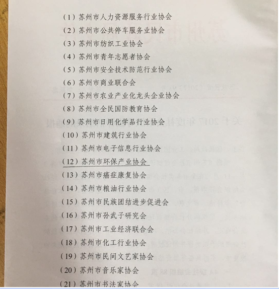 熱烈祝賀蘇州市環保產業協會通過蘇州市民政局2017年度社會組織4A級評估復評